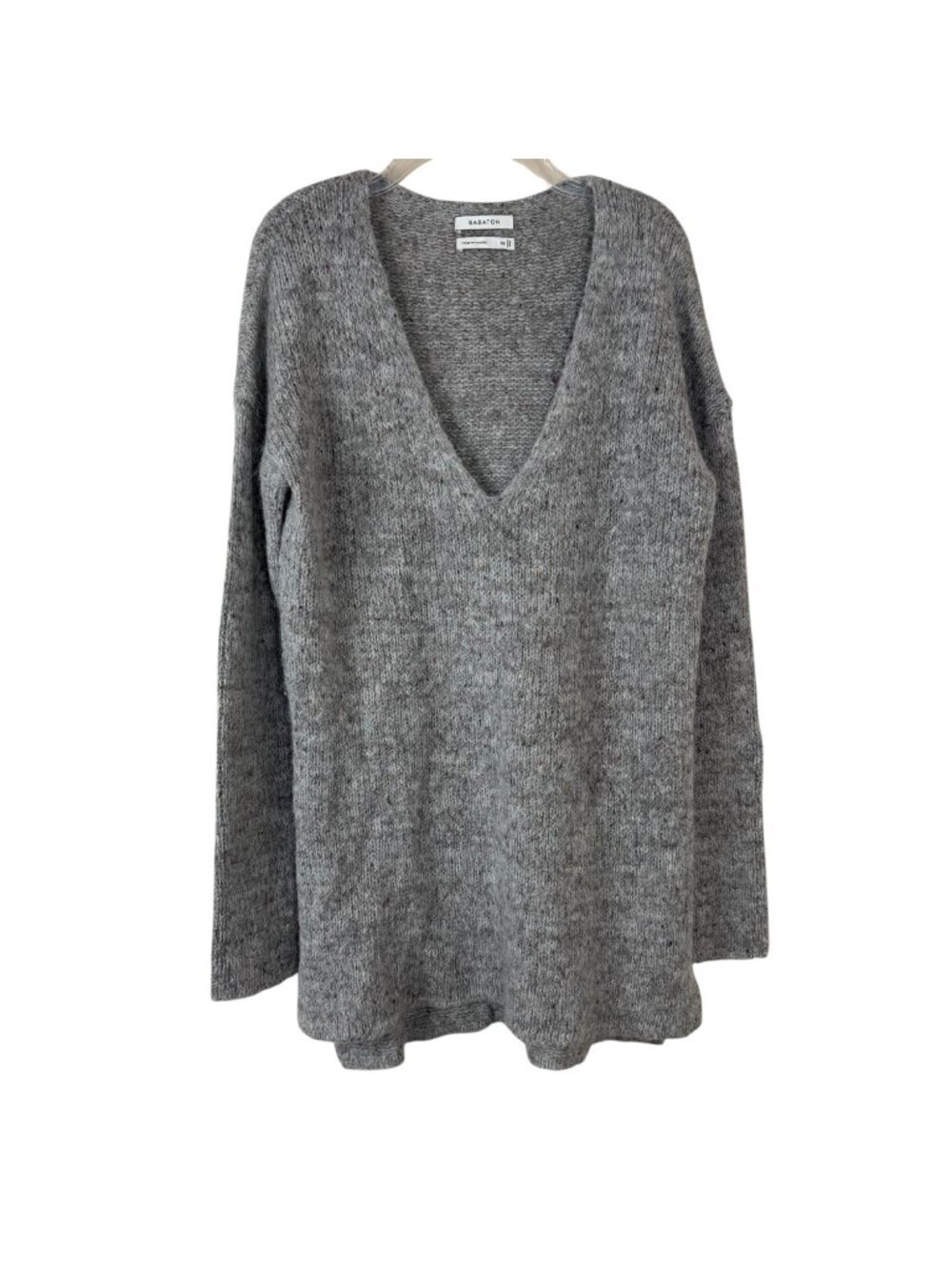 Babaton Aritzia NWOT Grey V Neck Sweater XS Alpaca Wool Blend Warm Soft Cozy